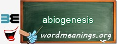 WordMeaning blackboard for abiogenesis